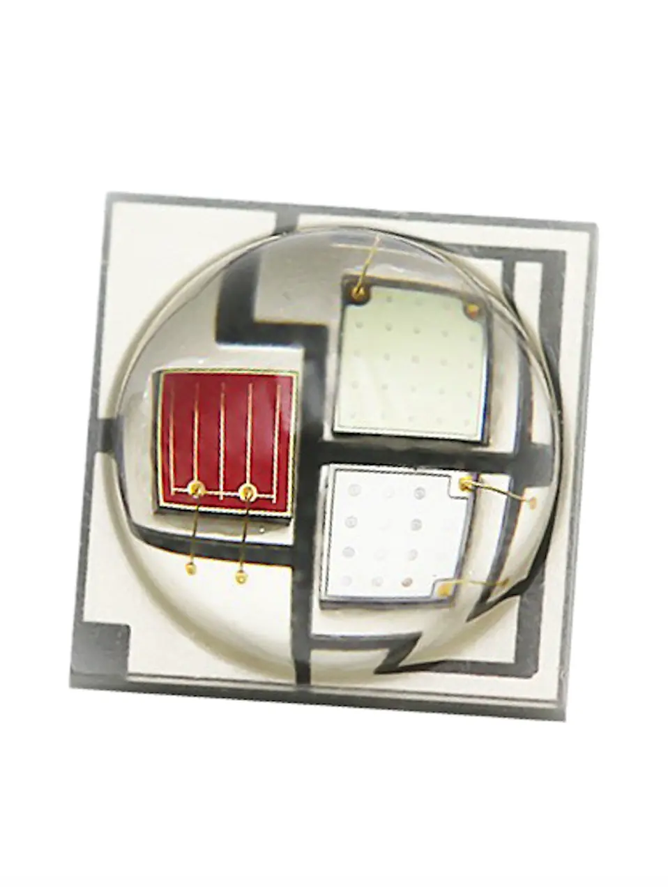 Ceramic 5050 RGB and RGBW LED packages, front and back views