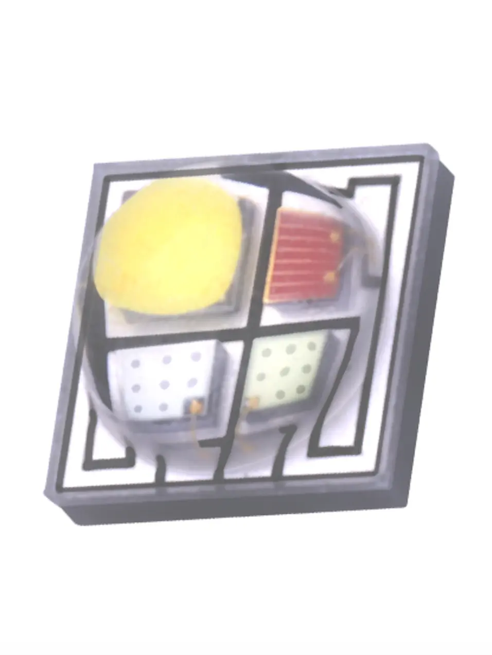 Ceramic 5050 RGB and RGBW LED packages, front and back views